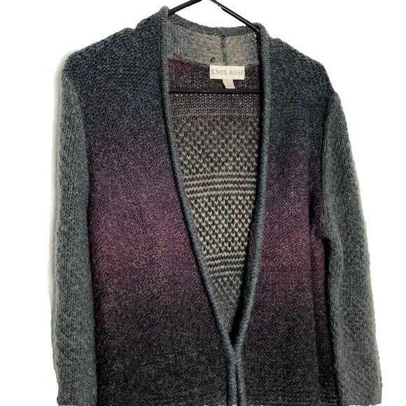 Knox Rose Duster Open Cardigan sz S Chunky Knit Long Sleeve Grays Purple - Picture 2 of 7